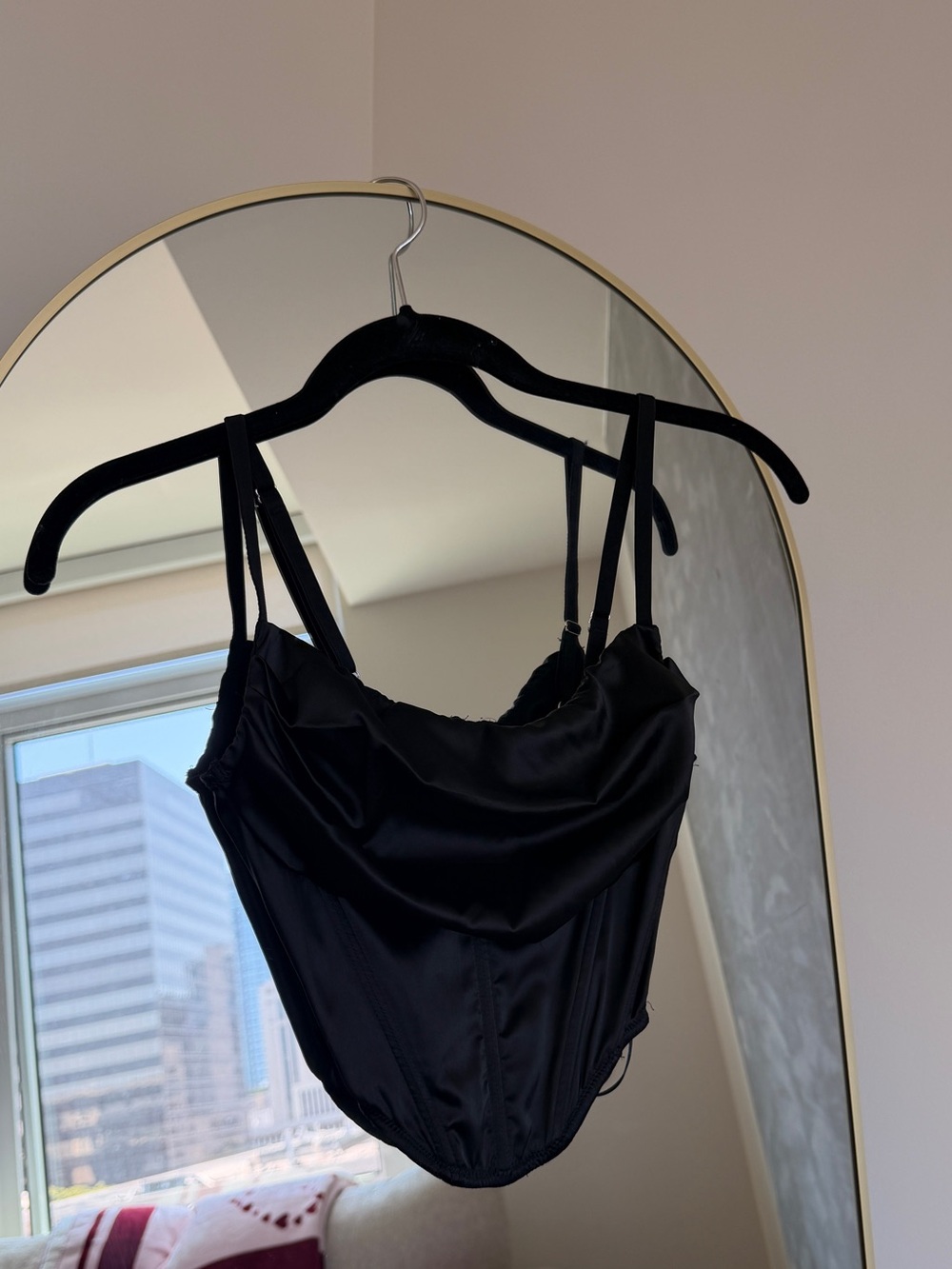 Urban Outfitters Black Satin Draped Cowl Crop Top - Picture 2 of 5